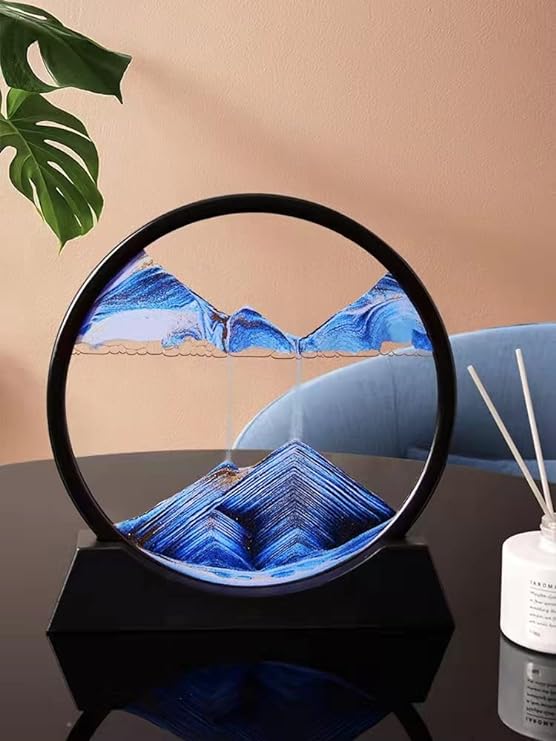 Flowing Sand Painting for Relaxing Desktop Home Office Decor (blue)