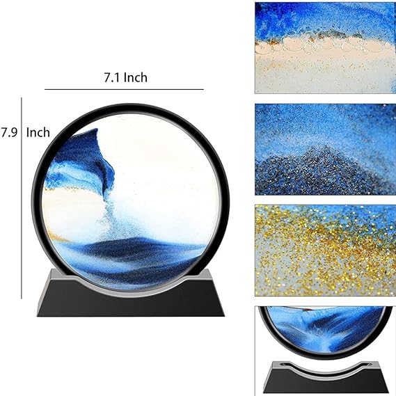 Flowing Sand Painting for Relaxing Desktop Home Office Decor (blue)