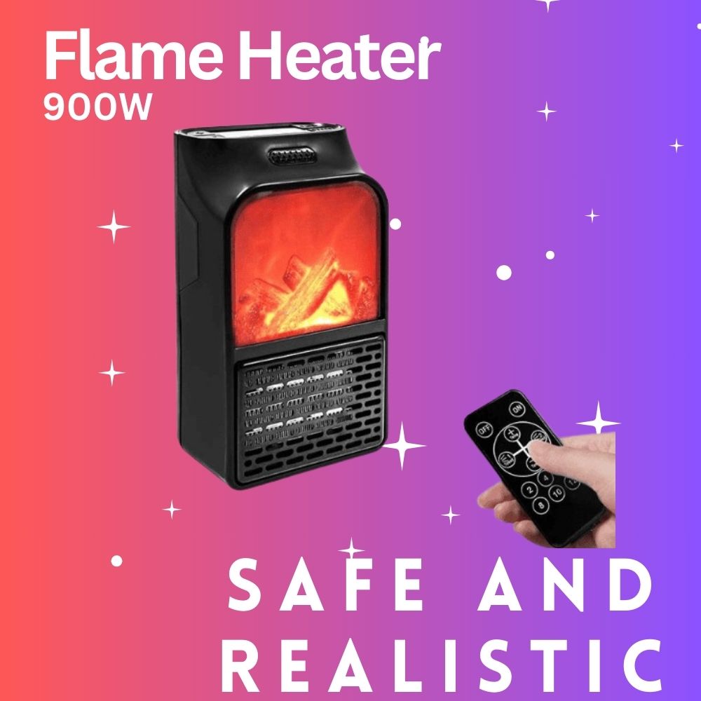 Flame Heater 900W - Mini Portable Electric Fireplace Warmer for Cozy Spaces